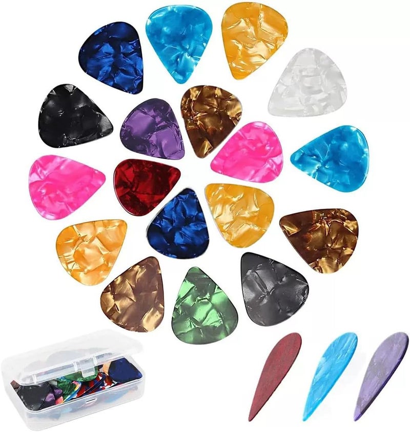 forebile 45 Packs Guitar Picks With Organizer Box Bass Picks Thin, Medium & Heavy 3 Different Thickness For Electric Acoustic Guitars Ukulele Bass, Guitar Gifts For Men Women Players - Image 1